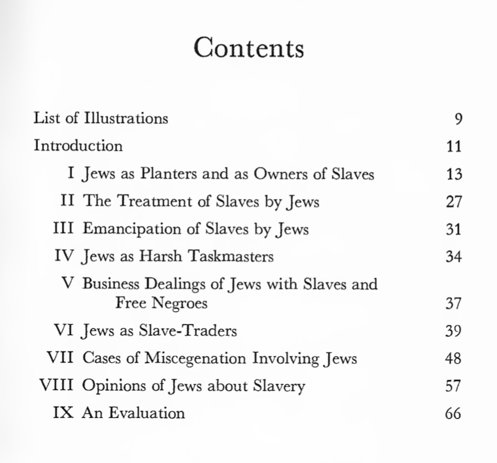 Contents of Jews and Negro Slavery in The Old South - 1789-1865